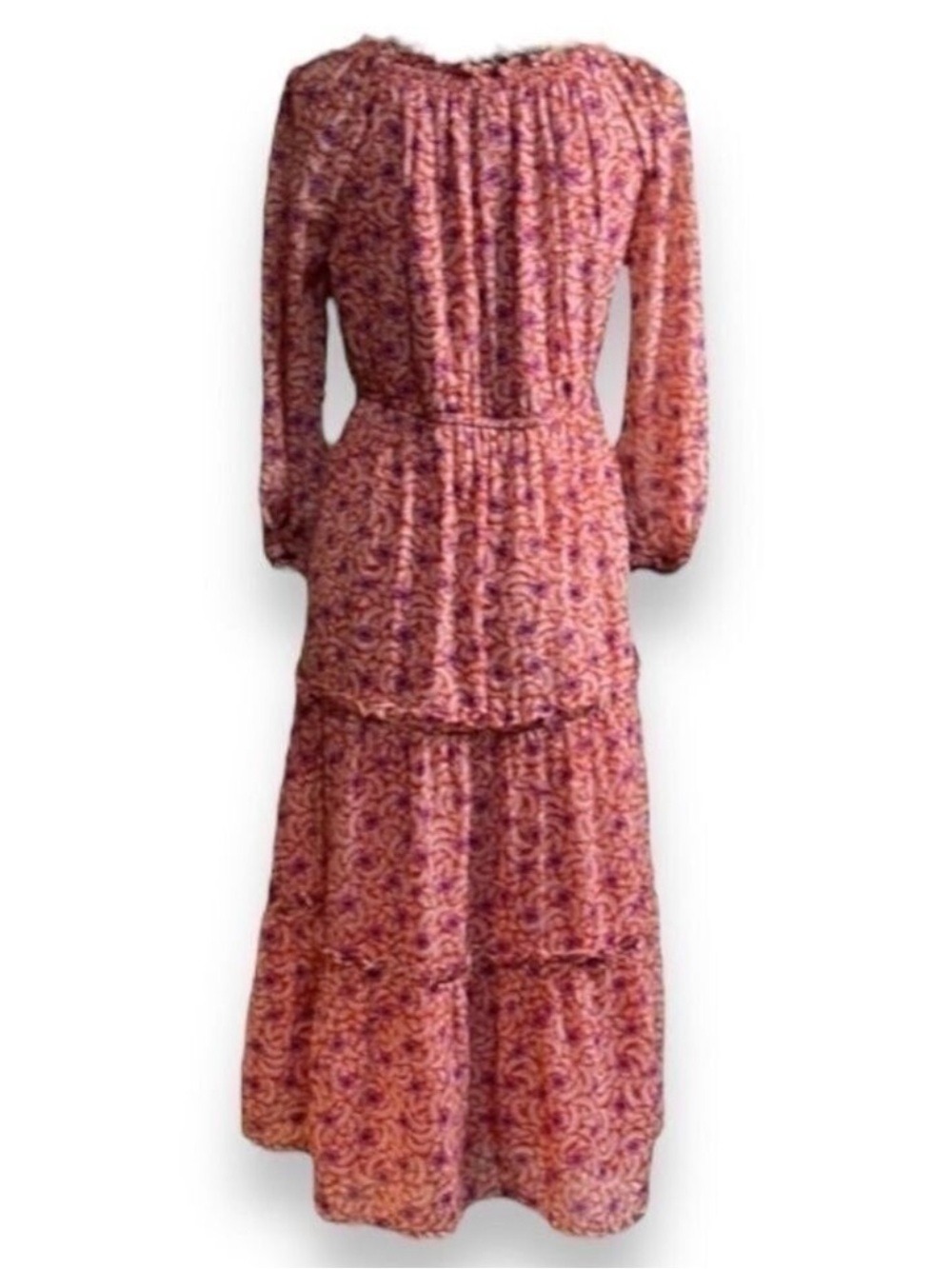 Harlow & Rose MIDI Long-Sleeve Dress Women’s Large, Bohemian Style, Fully Lined - Picture 3 of 9